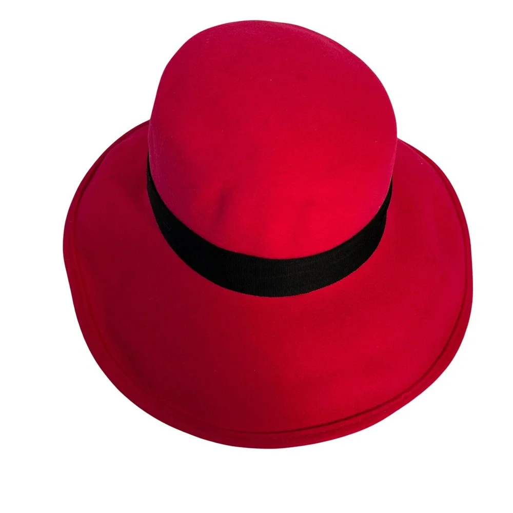 Bollman‎ Hat Company Hot Pink 100% Wool Felt Fedora Hat Wide Brim